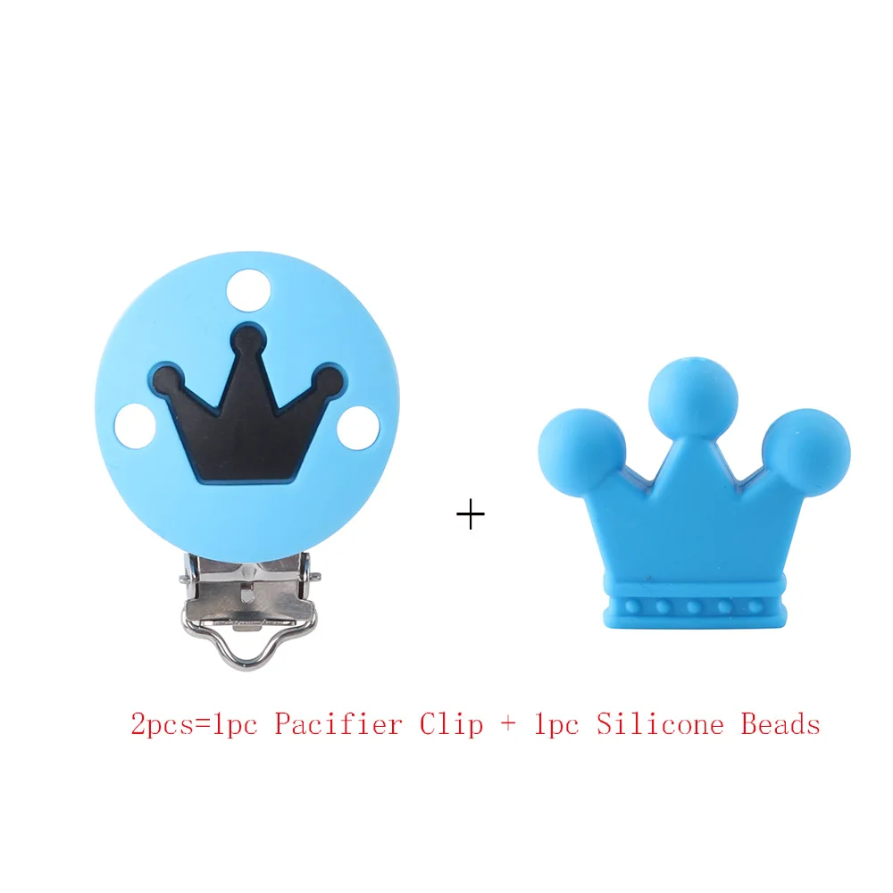 Clip and Beads D 2 шт. Корона силиконовые бусины клипсы для соски сделай своими ругами слингобусы игрушки Детские Силиконовые Прорезыватели аксессуары ниппель для клипа застежки - Цвет: Clip and Beads D
