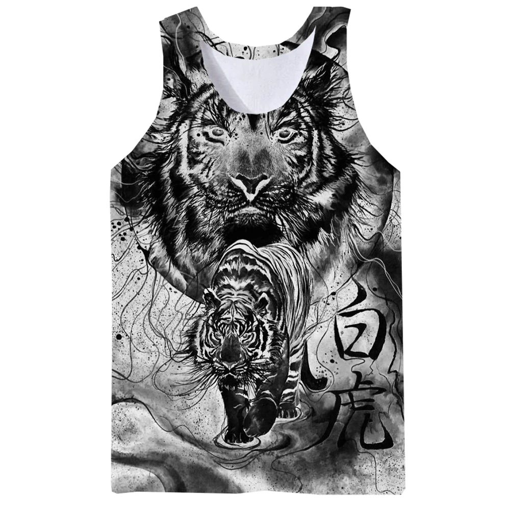 Майка UNEY с белым тигром для мужчин и женщин Пляжная рубашка без рукавов в виде