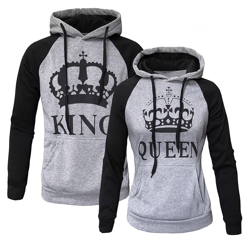 

Lovers Couple Clothes Chic 2019 Women Men Clothes Hoodie Womens Mens Unisex Hoodies Casual Autumn Winter King Queen Sweatshirt Y