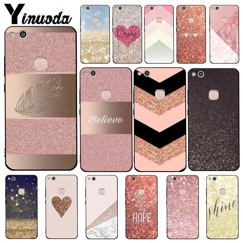 

Yinuoda Rose Gold Pink Glitter Phone Case for Huawei Y5 II Y6 II Y5 Y6 Y7Prime Y9 2018 2019