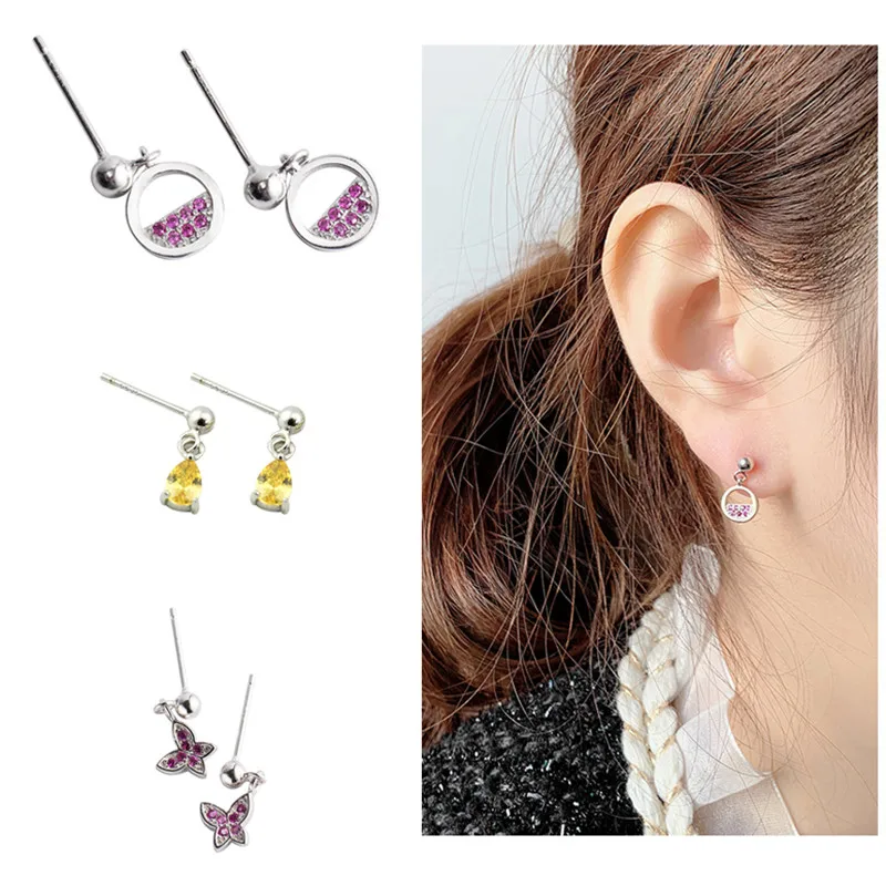 

New Pattern Boutique Jewellery Accessories Cute Creative Inlaid White Stone Women's Fashion 925 Silver Tassel Earrings Versatile