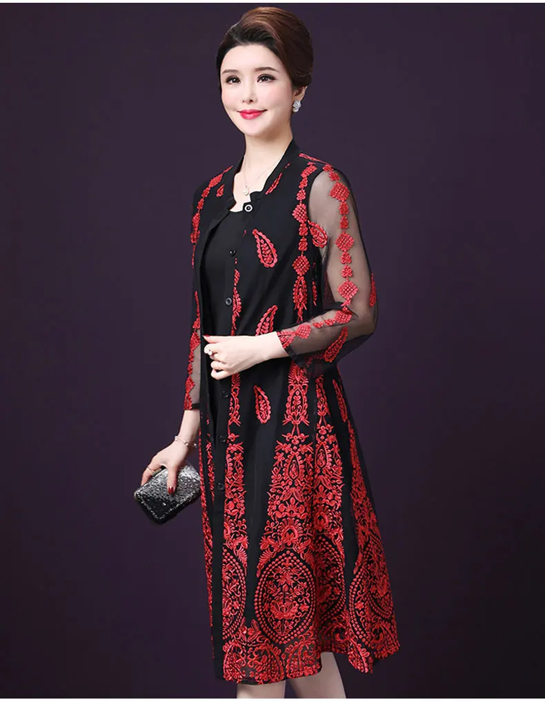 Женское платье-двойка с вышивкой летнее винтажное офисное платье в китайском