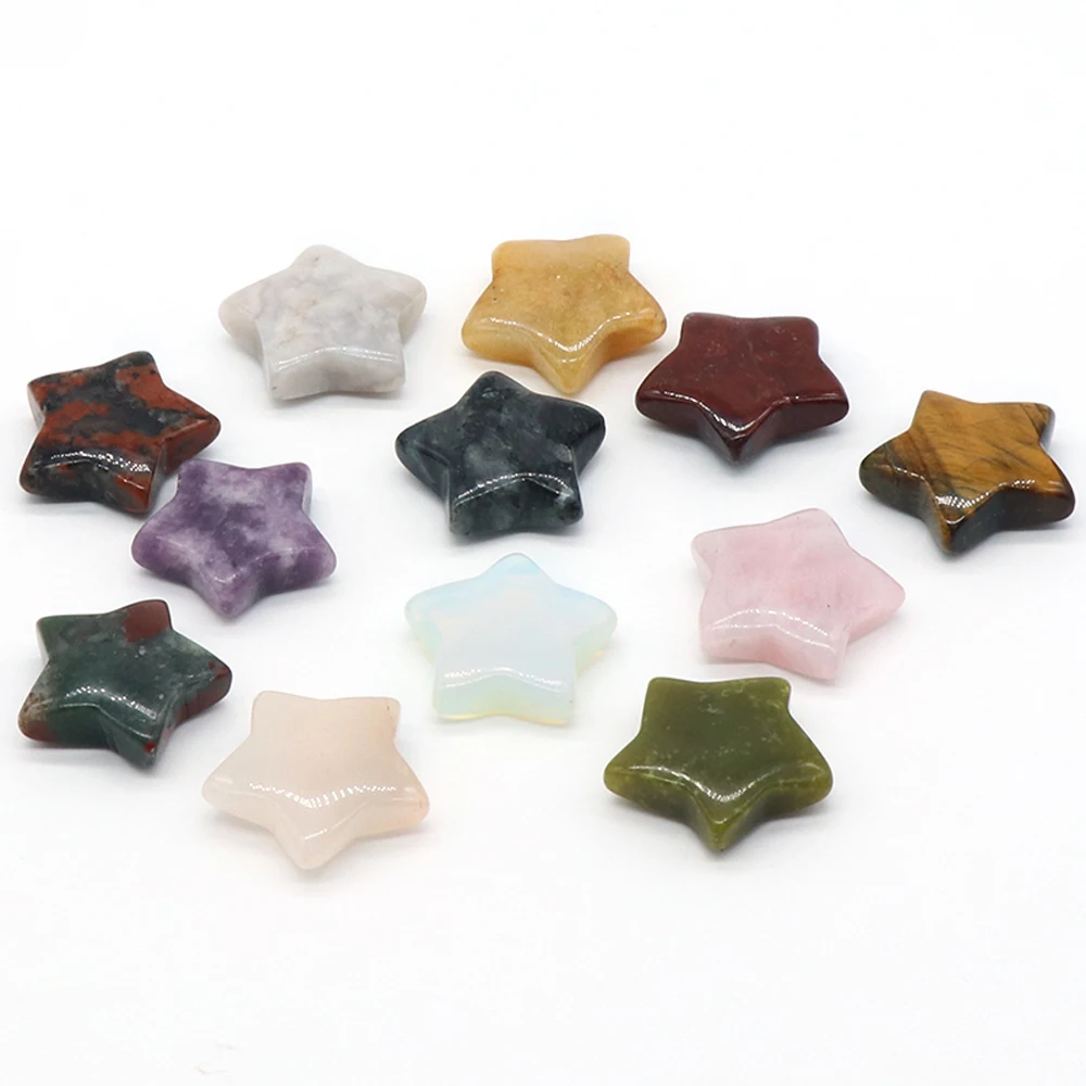 

10PCS Natural Stones Agates Rose Quartz Non-porous Star Mini Ornament Reiki Healing Stone Home Decorate Jewelry Gift Accessories
