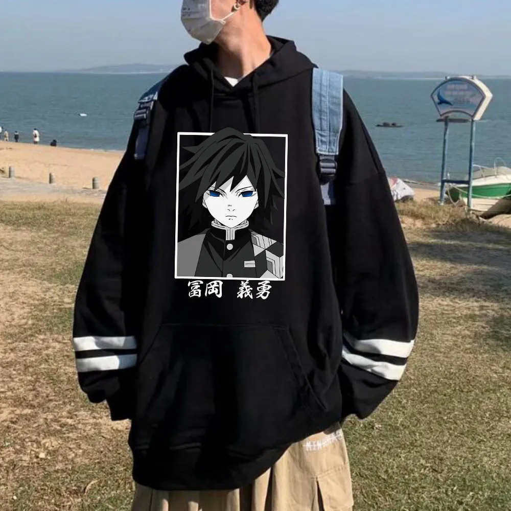 

2021 популярная Аниме Толстовка с капюшоном убийца демонов томиока гиюу пуловеры топы свободного кроя унисекс