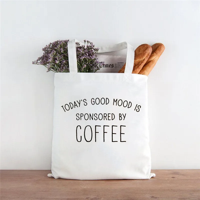 

Ladies Canvas travel Shoulder Bag Harajuku Female shopping Bag Coffee Graphic travel Canvas Tote Fashion Women Tote Shopper Bag