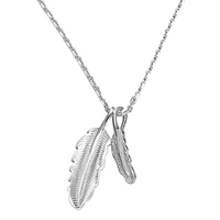 100 925 sterling silver double feather necklaces pendants for women creative design lady fashion jewelry flyleaf