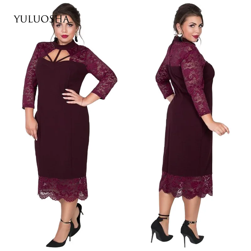YULUOSHA новинка длинное официальное платье кружевное Сексуальное Женское