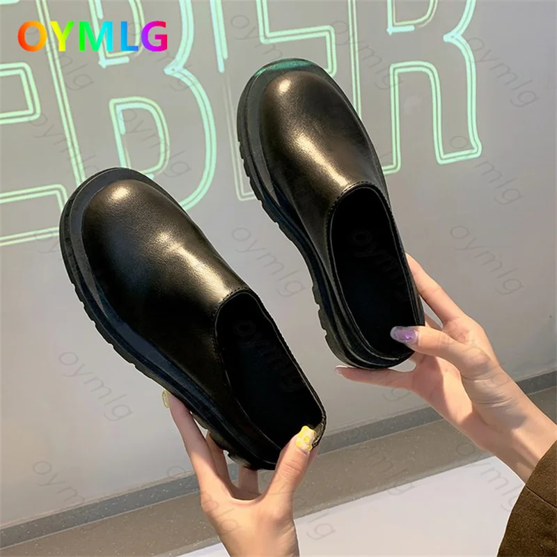 

2021 new Baotou half slippers female net red thick-soled sponge cake with casual lazy plus size slippers women