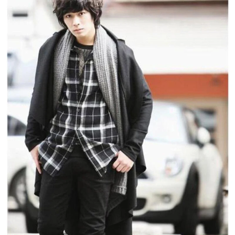 Мужская Длинная шерстяная ветровка в Корейском стиле Осень-зима