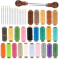 rorgeto 41pcs diy leather craft tools set 24 colors 50m waxed thread 374042mm sewing blind needles single gourd handle awl