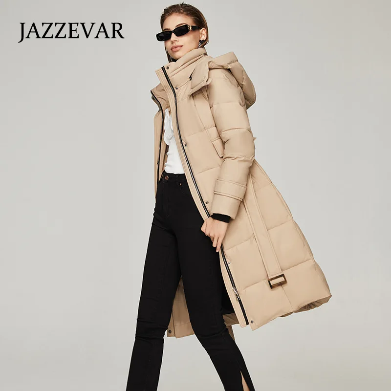 JAZZEVR 2022 New Winter Down Cotton Jacket Loose Thick Warm Jacket Mid-length Jacket