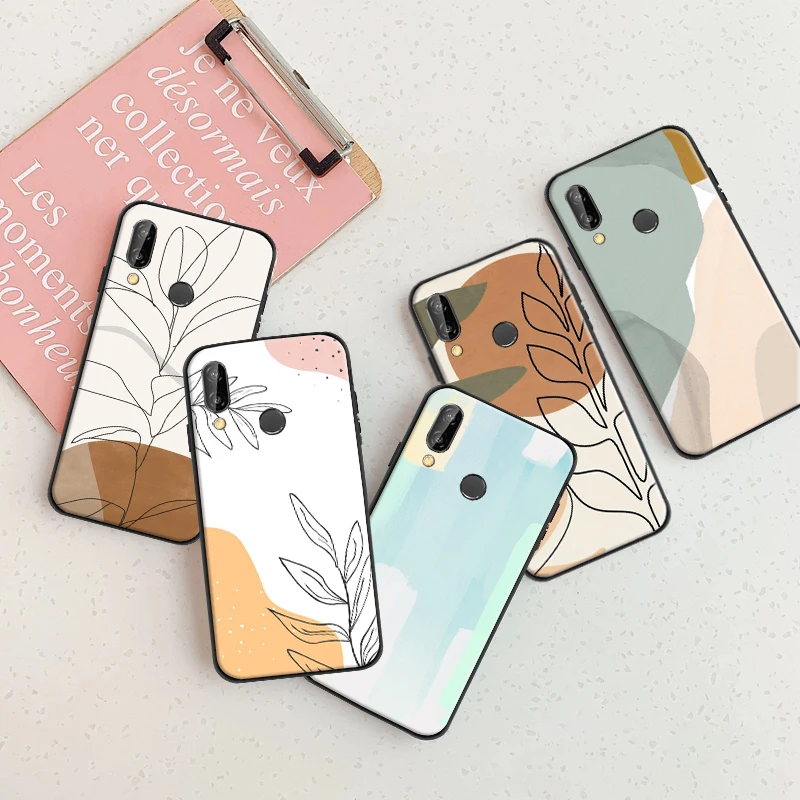 

Abstract Art Line Flower Protection Phone Case For Huawei P Smart Z 2019 2021 P20 P30 P40 P40 Lite Pro Soft TPU Back Cover