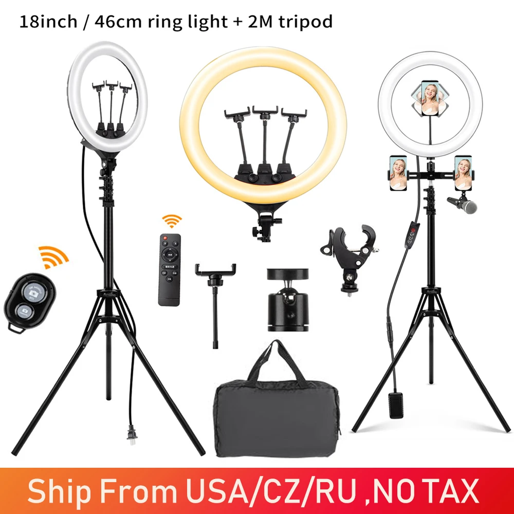 Светодиодный светильник для фотосъемки 10 &quot/14&quot/18 &quotс штативом селфи кольцевая