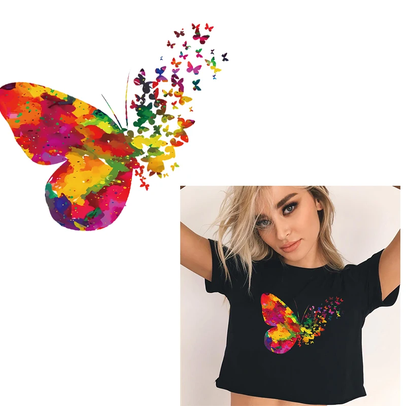 Цветная нашивка в русском стиле с изображением бабочек для футболки брюк а