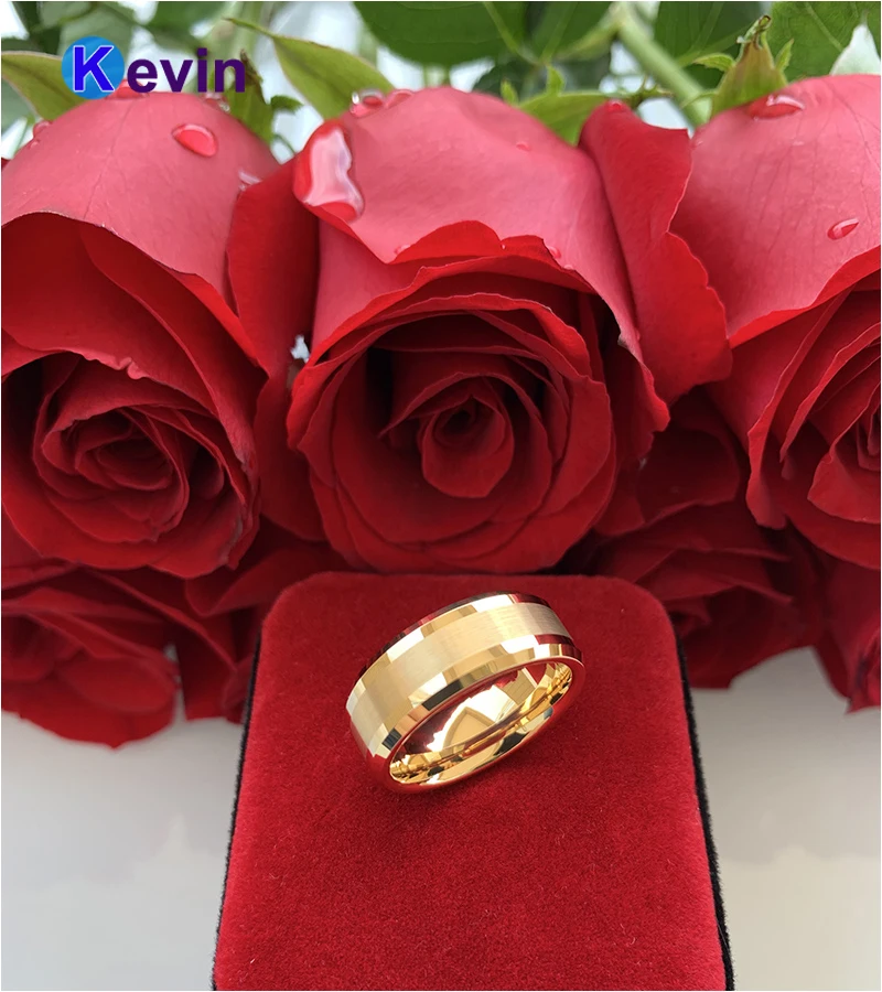 Мужское женское мужское обручальное кольцо из карбида вольфрама скошенные края
