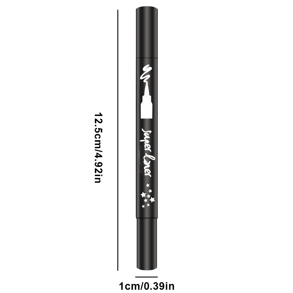 

Eyeliner Pencil Stamp 2 in 1 Double-Head Quick Dry Waterproof Double Head Black Waterproof Liquid Eyeliner Pen Make-Up Tool