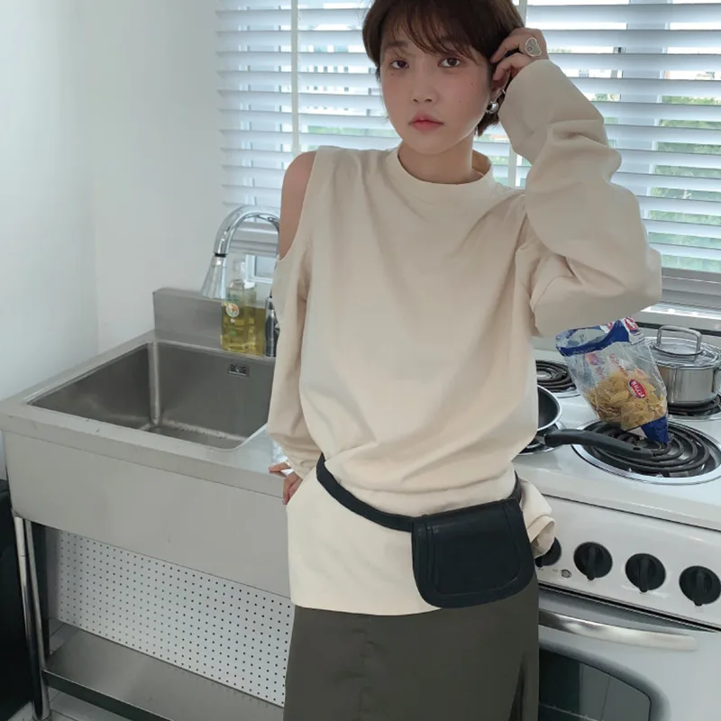 Женская ажурная Толстовка GALCAUR свободная кофта с круглым вырезом и длинными