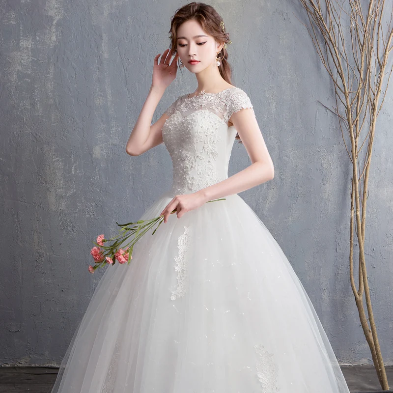 LAMYA Custom Made pearl Wedding Dress New Arrival Appliques Embroidery Lace Short Sleeve bead Princess Gown Vestidos De Novia | Свадьбы и