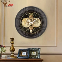 european metal quartz clock living room bedroom decoration mute digital wall clock pendant art retro round clock home decoration