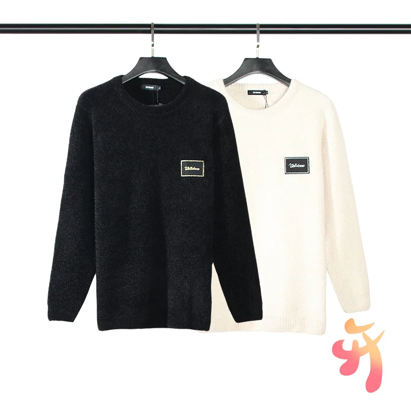 

Свитер оверсайз We11done, свитер с вышивкой и круглым вырезом для мужчин и женщин, модный Повседневный пуловер Welldone