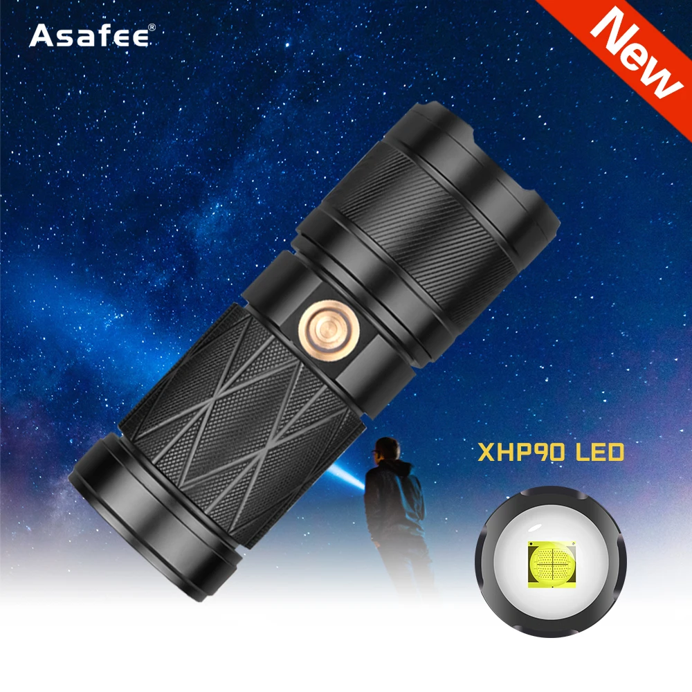 Verkaufen XHP90 + 6 * LED Hohe Leistungsstarke Taschenlampe 1800 Lumen USB Aufladbare Display Leistungsstarke Taschenlampe Wasserdichte Taschenlampe Outdoor Camping