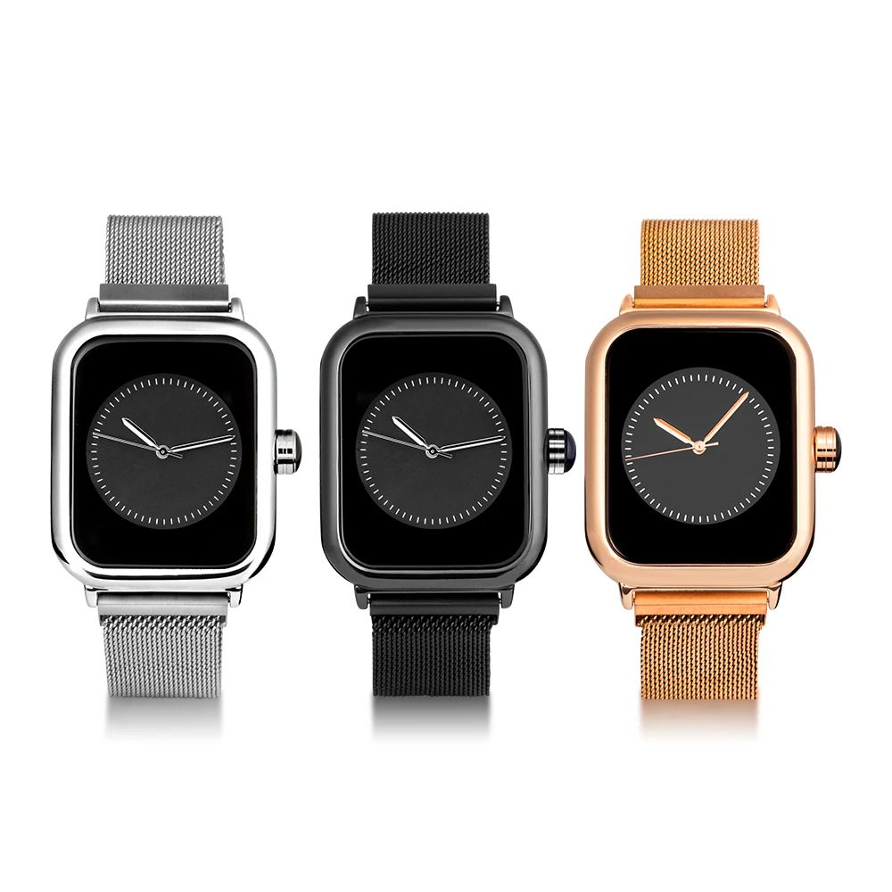 Модные квадратные женские кварцевые наручные часы мужские креативные магнитные