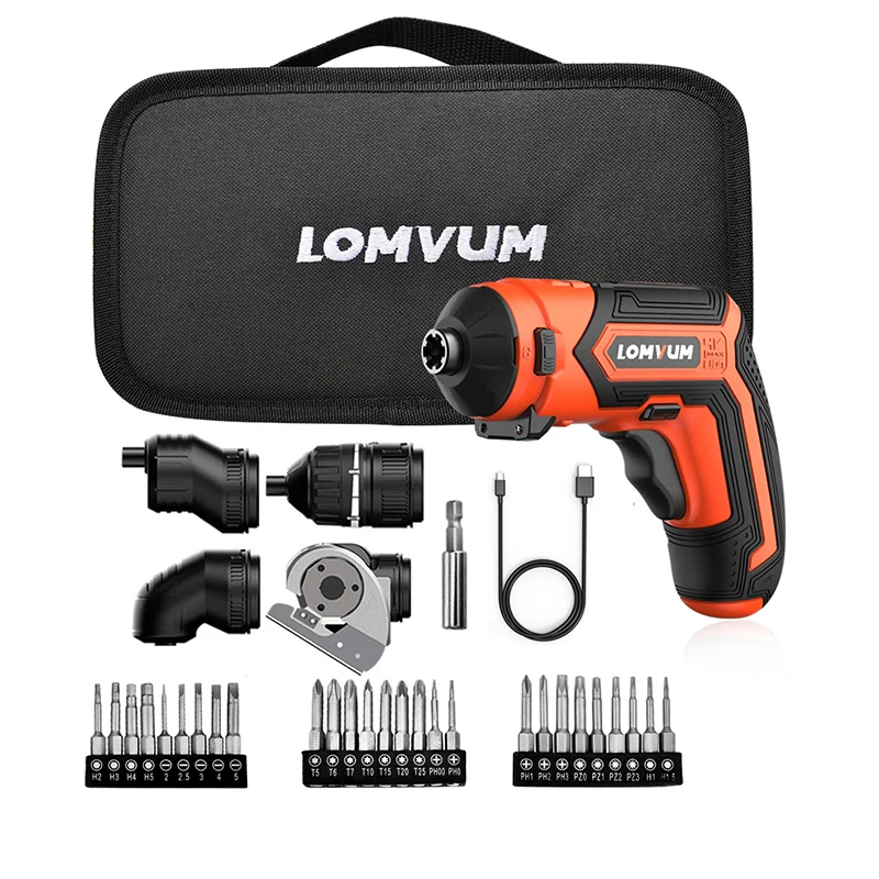 LOMVUM Mini USB аккумуляторная электрическая отвертка набор 4 в Беспроводная отвертка набор 4 головки сменная многофункциональная отвертка