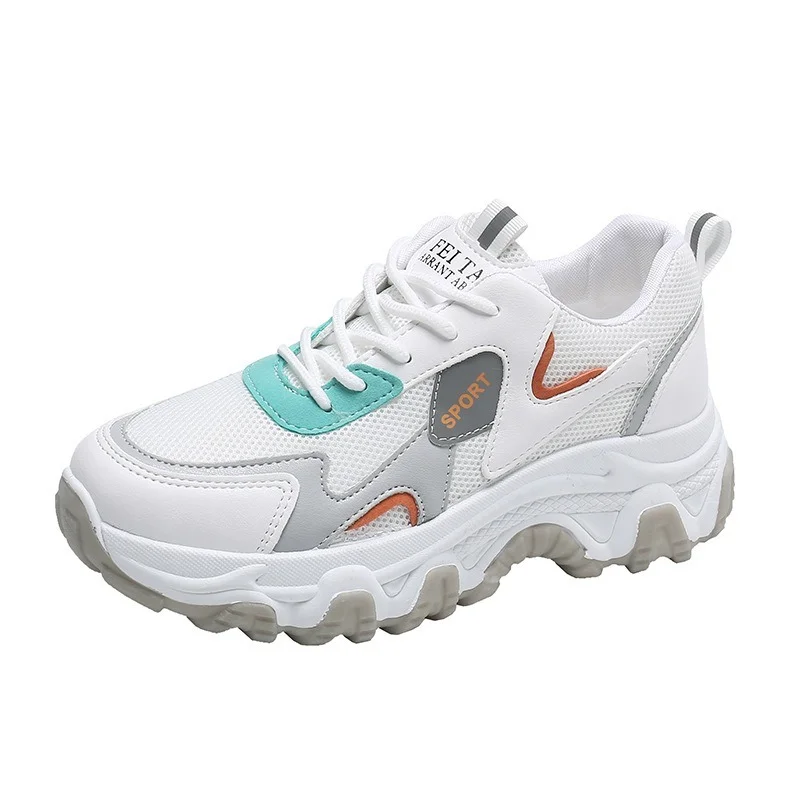 

High Quality Ladies Sneakers Mesh Breathable Comfortable Women's Shoes Rubber Pu White Casual Running Shoes Chaussurefemme