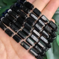 7x10mm natural cylinder black tourmaline stone faceted loose tube beads for making jewelry diy bracelet necklace accessories
