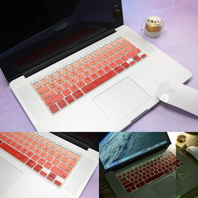 us orange Силиконовый чехол для клавиатуры для ноутбука США для MacBook Air retina Pro 13 15 17 дюйм чехол для клавиатуры наклейка клавиатуры A1369 A1466 A1502 - Цвет: us orange