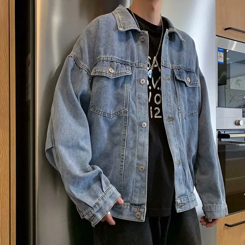 

New fashion jacket male loose male jacket Korean trend denim jacket