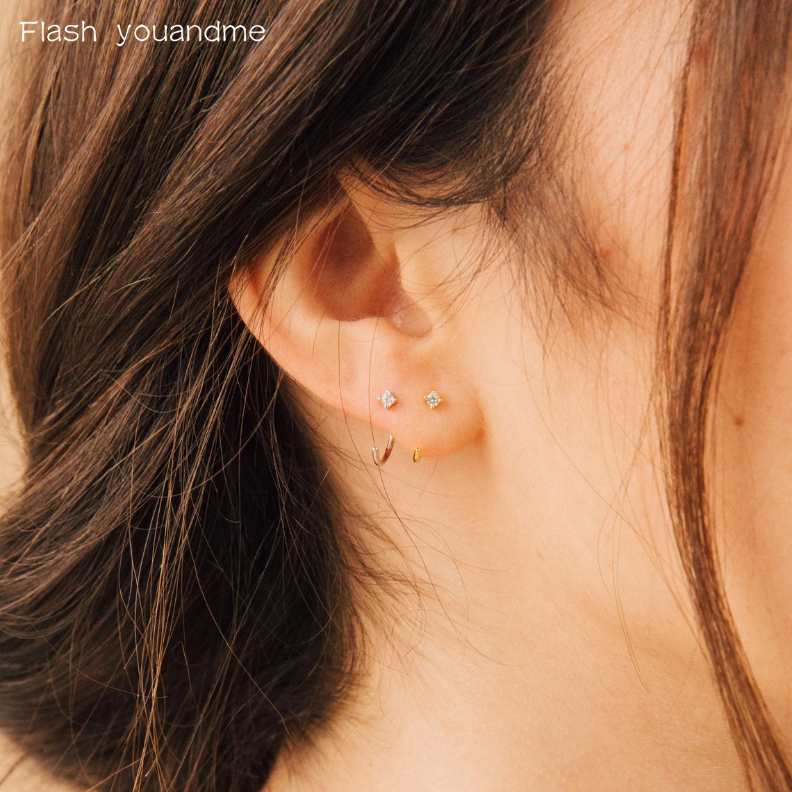 

Real 925 Sterling Silver Minimalist Zircon CZ Hoop Earrings Piercing Ear Earring Simplicity Jewelry Gift Accessories E116