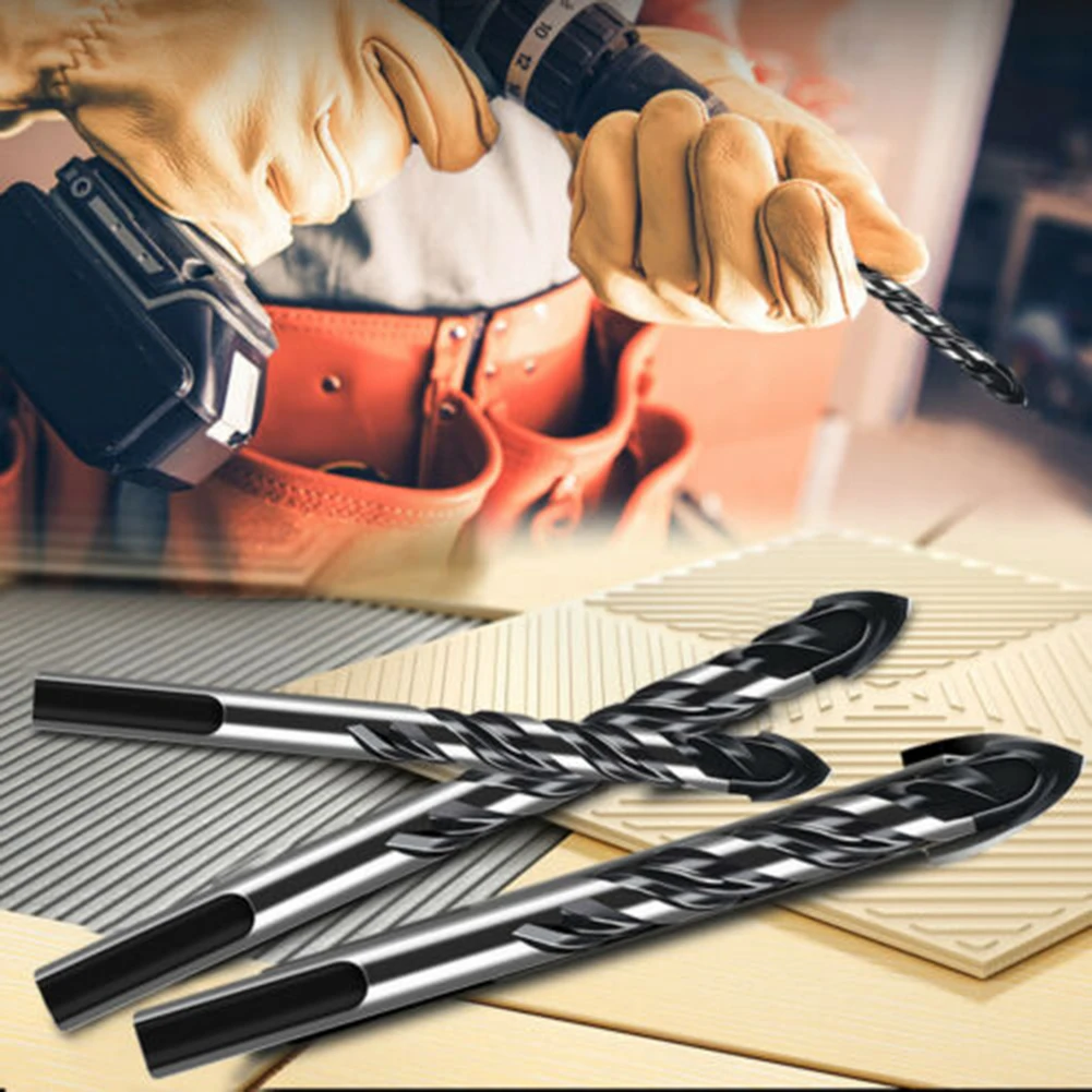 

5Pcs Diamond Spiral Flute Drill Bits Non-slip Triangular Handle For Ceramic Tile Concrete Glass Wood Hand Electric Bench Drills