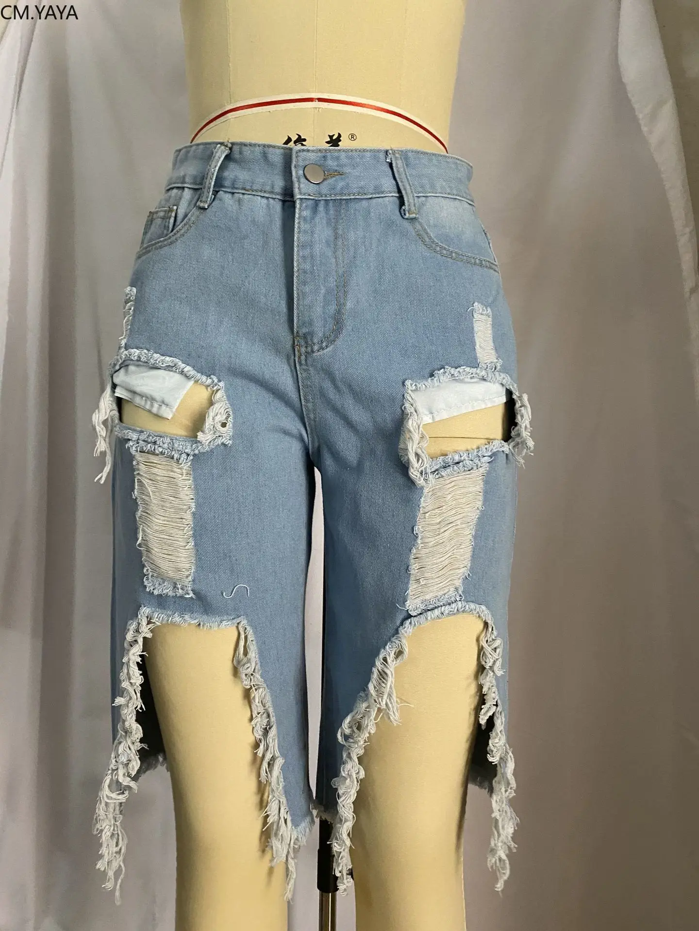 См. Несокрушимая Механическая по колено с вырезами джинсовые штаны Для женщин