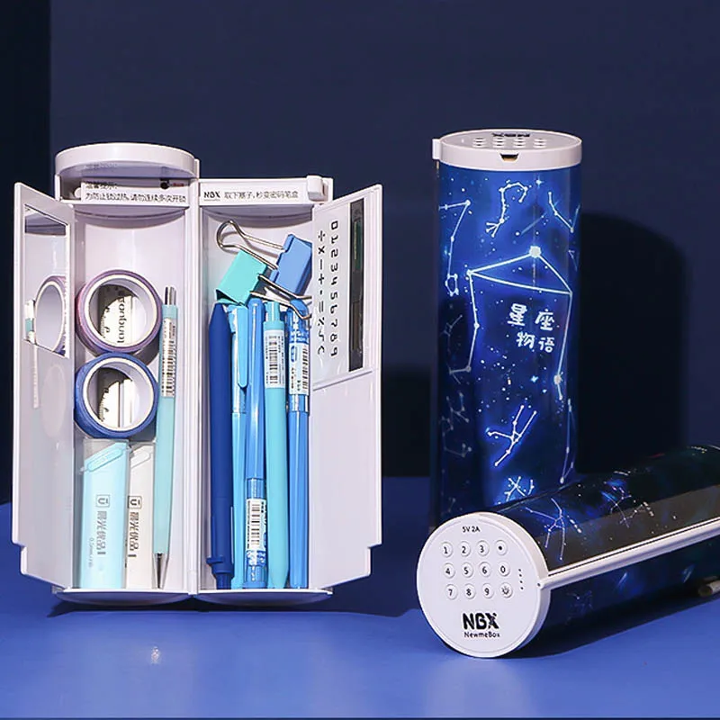 Многофункциональный пенал с паролем вместительный чехол карандаш usb кабелем для