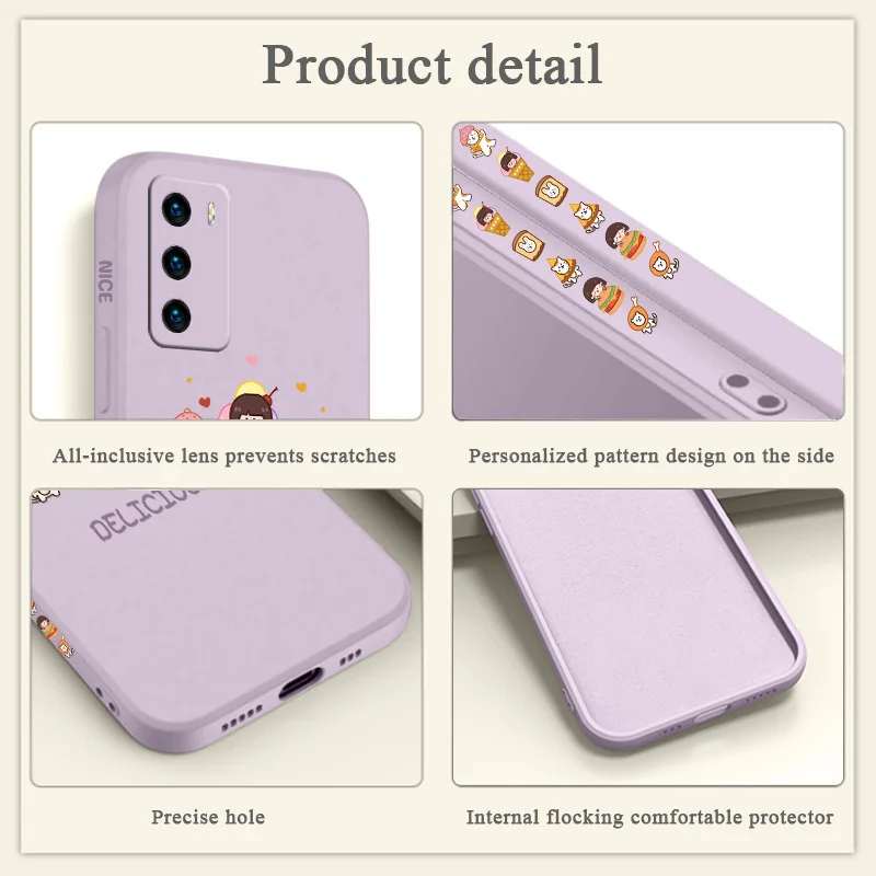 

Lively Burger Girl Phone Case For Huawei P40 P40Lite P30 P20 Mate 40 40Pro 30 20 Pro Lite P Smart 2021 Y7a Silicone Cover