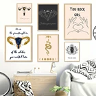 Бохо Феминистская языческая мантра Wiccan настенное искусство постер, абстрактный Рисунок змея девушка тело орган холст живопись гостиная домашний декор