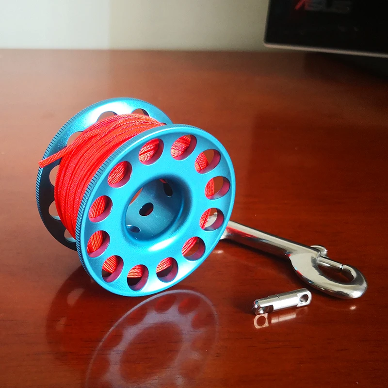 

Scuba Tauchen Aluminium Legierung Finger Spool Reel 15/30m mit Edelstahl Bolzen Snap Haken SMB Sicher Ausrstung BCD Zubehr