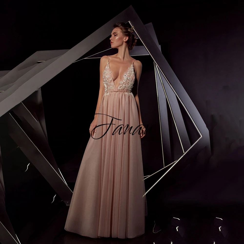 

Sexy Deep V-Neck Spaghetti Straps Wedding Dress Sleeveless Lace Appliques Backless Bridal Gown Свадебное платье vestido de noiva