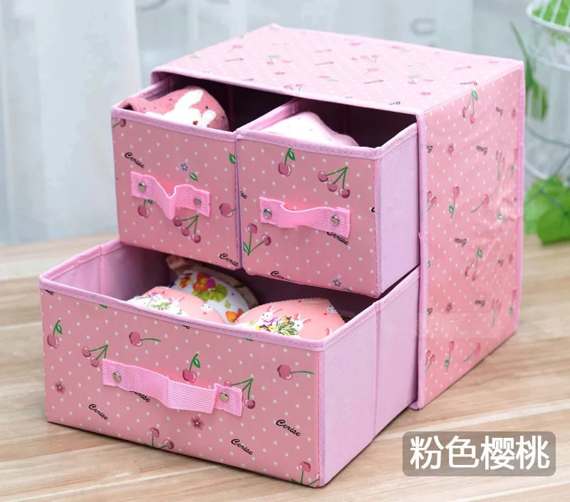 Pink cherry A Нетканые ткани ящики органайзеры для носков бюстгальтеры ящики для хранения нижнего белья стол аксессуары для волос Органайзер Домашний - Цвет: Pink cherry A