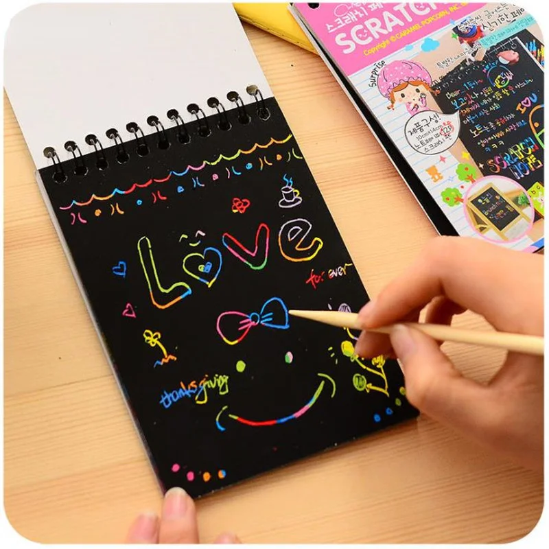 

1PC Scratch Note Children's Creative DIY Scratch Painting Colorful Graffiti Notebook Creative DIY Environmental Friendly Puzzle