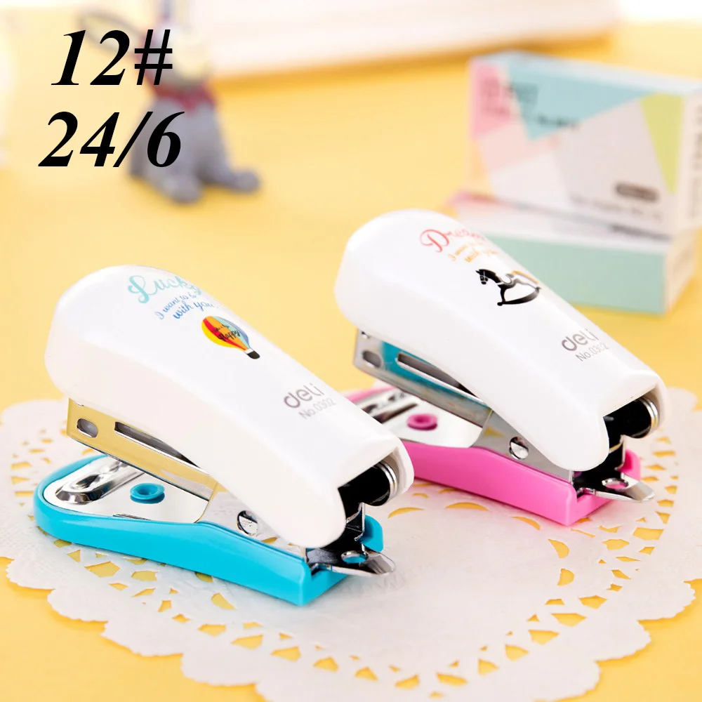 

12#Mini remover lovely Stapler Set Cartoon Office School Supplies Staionery Paper Clip Binding Binder Book Sewer