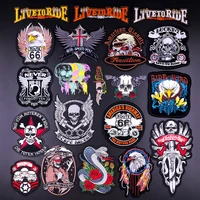 punk live to ride embroidery iron on patches clothing thermoadhesive patches motorcycle biker stickes badge for clothes jacket