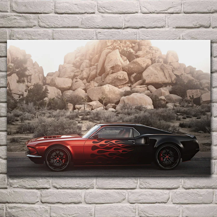 Mustang street rocks car red sport cars KL596 2 Декор для гостиной домашний настенный художественный