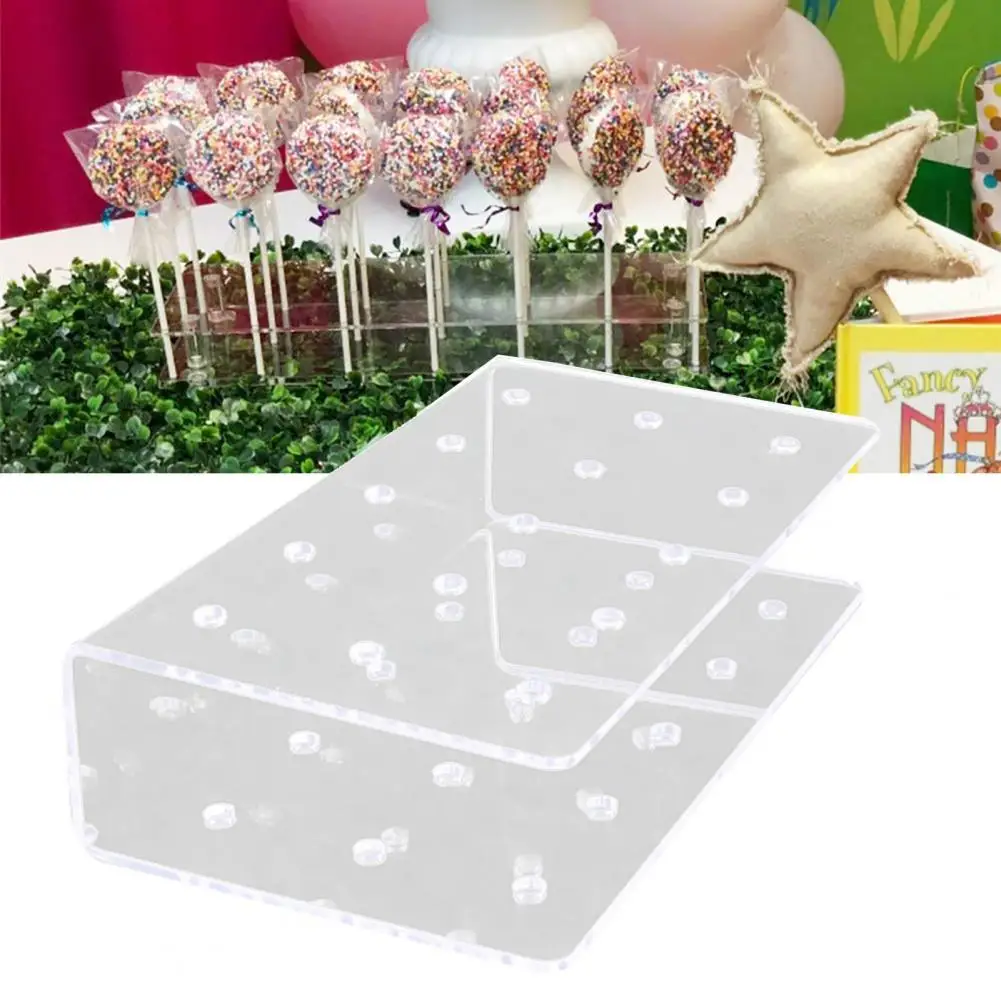

1Pc Acrylic Lollipop Holder Rectangle Shape Double Layer Acrylic Cake Pop Lollipop Stand Wedding Party Birthday Display Stand