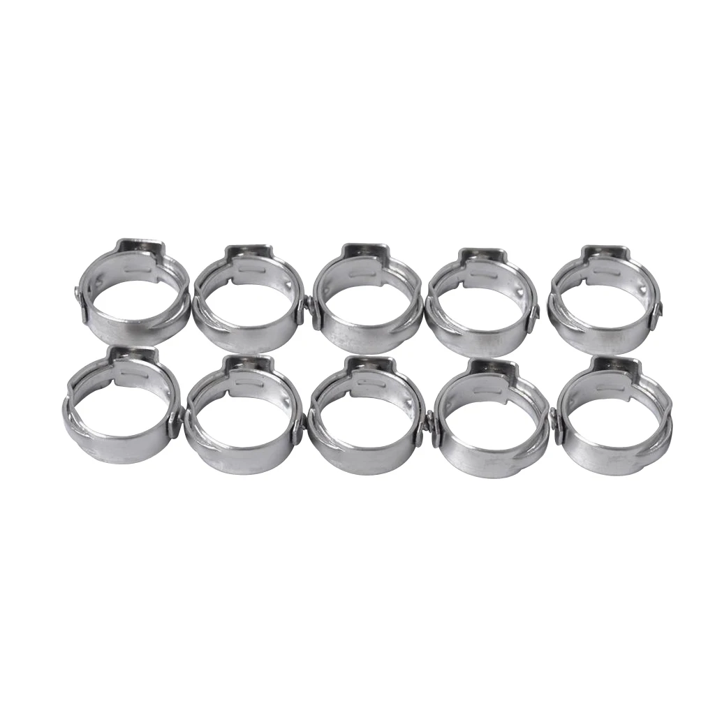 

10PCS Stainless Steel Adjustable Single Ear Band Hose Clamps 5.3mm-6.5mm