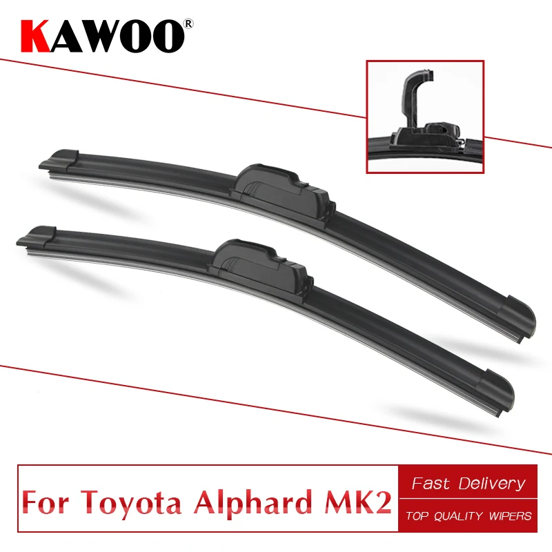 

KAWOO For Toyota Alphard MK2 28"14" Car Rubber Windshield Wiper Blade 2008 2009 2010 2011 2012 2013 2014 2015 Fit U Hook Arm