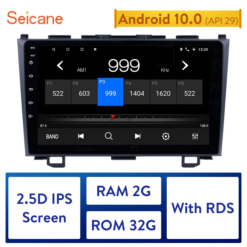 Автомагнитола Seicane 2 Din Android 10 0 9 дюймов GPS навигация Bluetooth для Honda CRV 2006 2007 2008 2009 2010