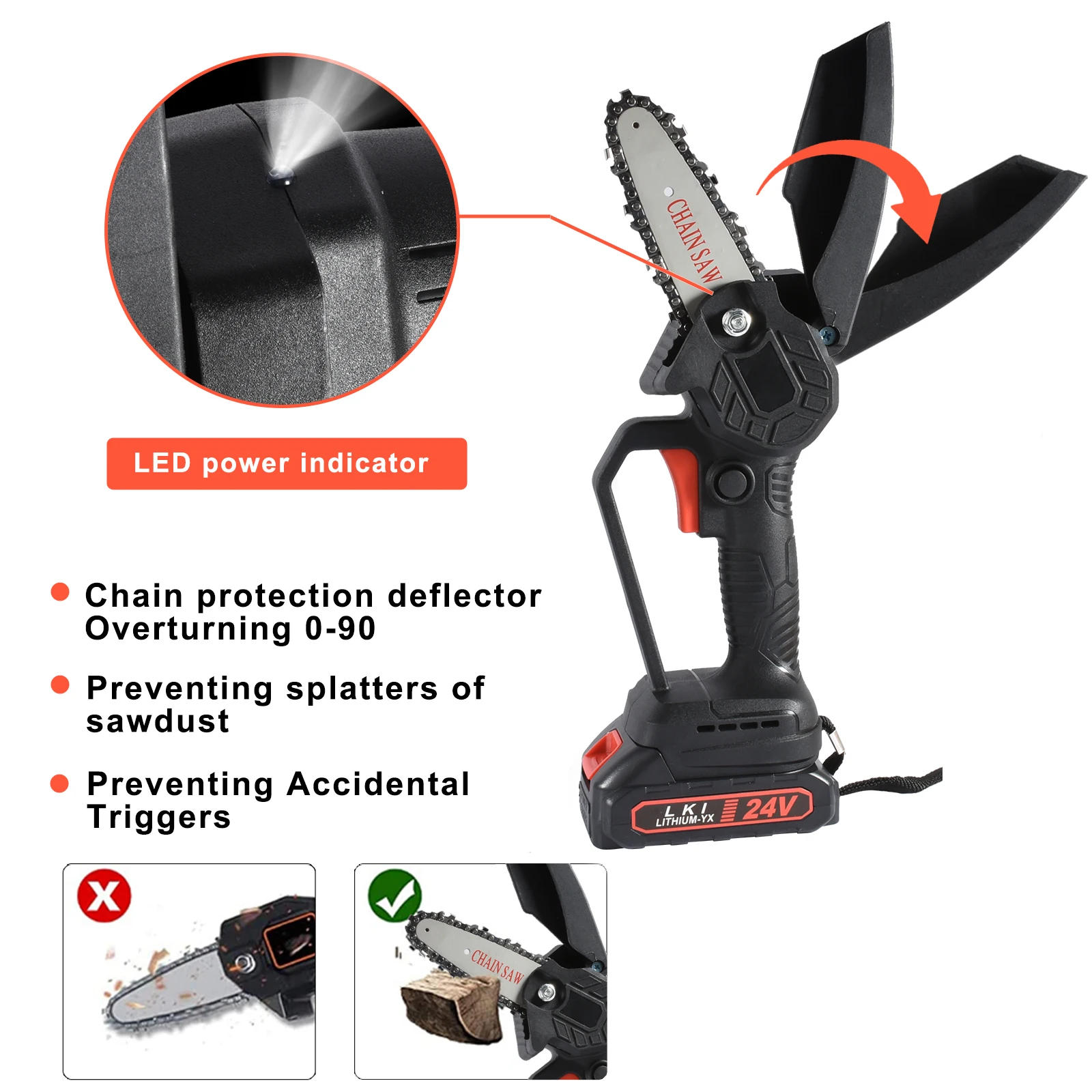 

4 Inch Mini Electric Chain Saw with 2PC Battery Woodworking Pruning One-handed Garden Tool Rechargeable EU US AU UK Plug