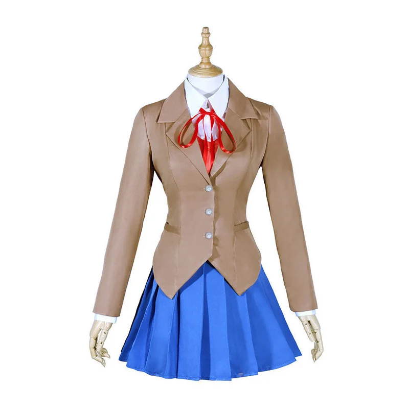Игра Нацуки Косплей костюмы доки Литературный клуб! Natsuki парик и школьная форма